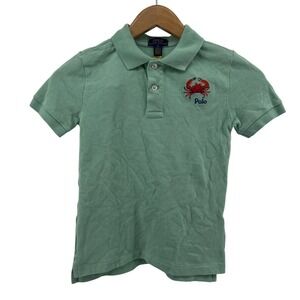 Polo Ralph Lauren Boys Green Polo Shirt Crab Logo Size 6 Kids